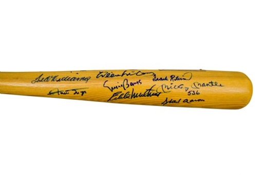 “500 Home Run Club” Limited Edition Signed Bat (11 Signatures Including Mantle and Williams)